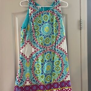 London Times Blue Green Sleeveless Sundress